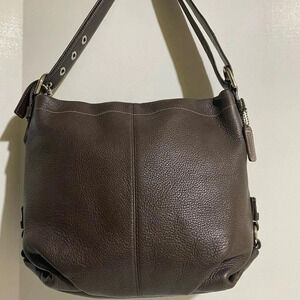 Coach vintage brown purple grey leather crossbody handbag